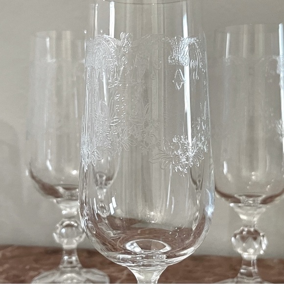 Vintage Cascade Crystal Etched Champagne Flute Wine Glasses Set of 6 – 7” Tall - Picture 4 of 11